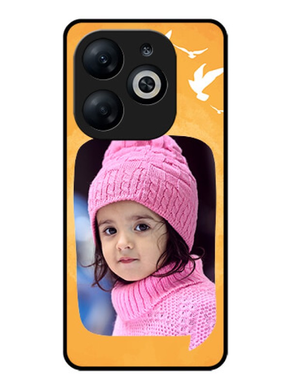 Custom Infinix Smart 8 Custom Glass Phone Case - Water Color Design With Bird Icons