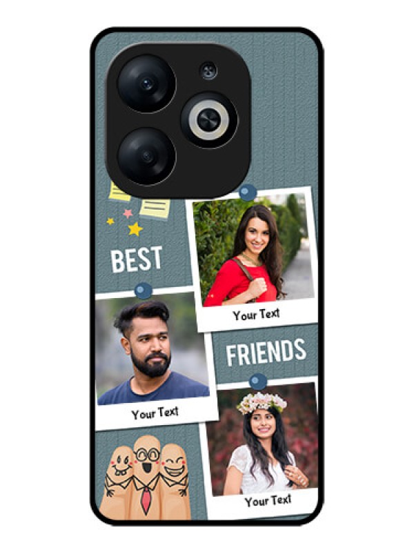 Custom Infinix Smart 8 Custom Glass Phone Case - Sticky Frames And Friendship Design