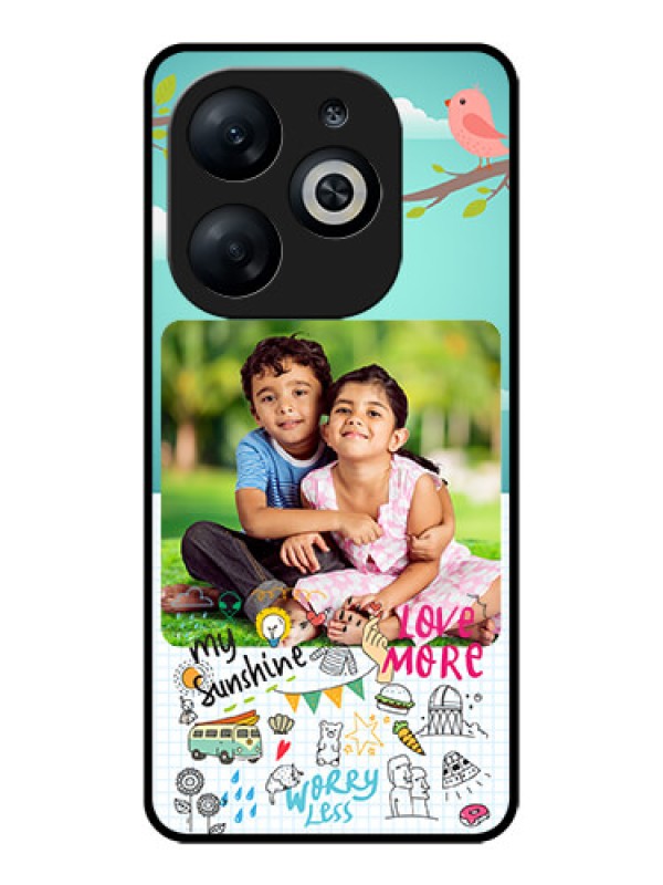 Custom Infinix Smart 8 Custom Glass Phone Case - Doodle Love Design