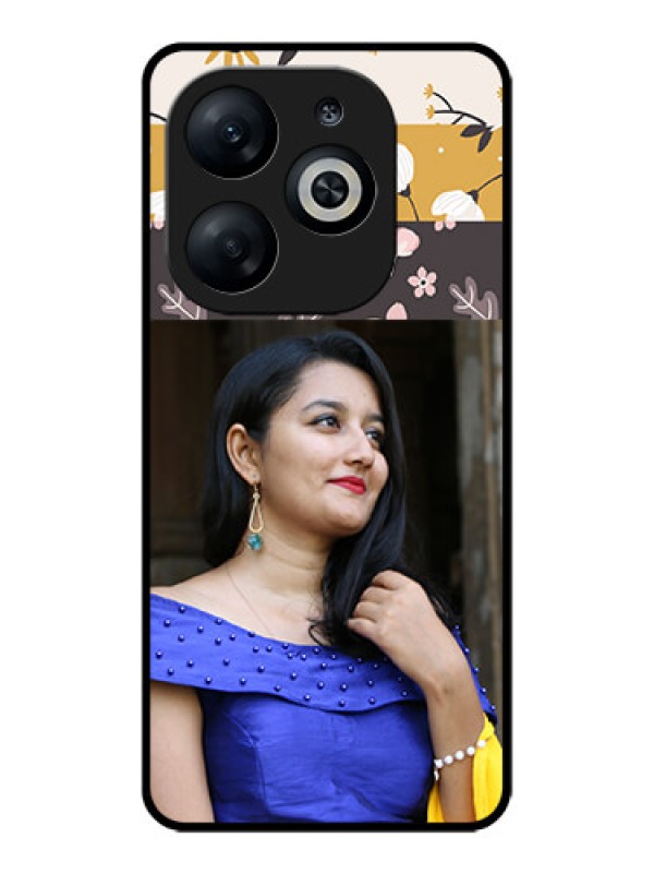 Custom Infinix Smart 8 Custom Glass Phone Case - Stylish Floral Design