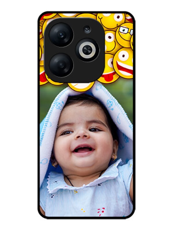 Custom Infinix Smart 8 Custom Glass Phone Case - With Smiley Emoji Design