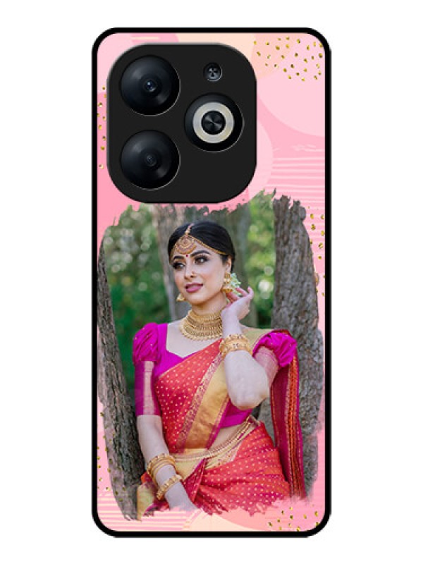 Custom Infinix Smart 8 Custom Glass Phone Case - Gold Glitter Splash Design