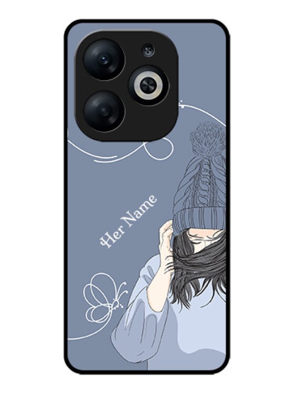Custom Infinix Smart 8 Custom Glass Phone Case - Girl In Winter Outfit Design