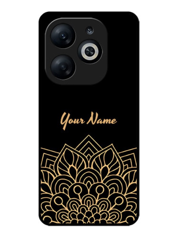 Custom Infinix Smart 8 Custom Glass Phone Case - Golden Mandala Design