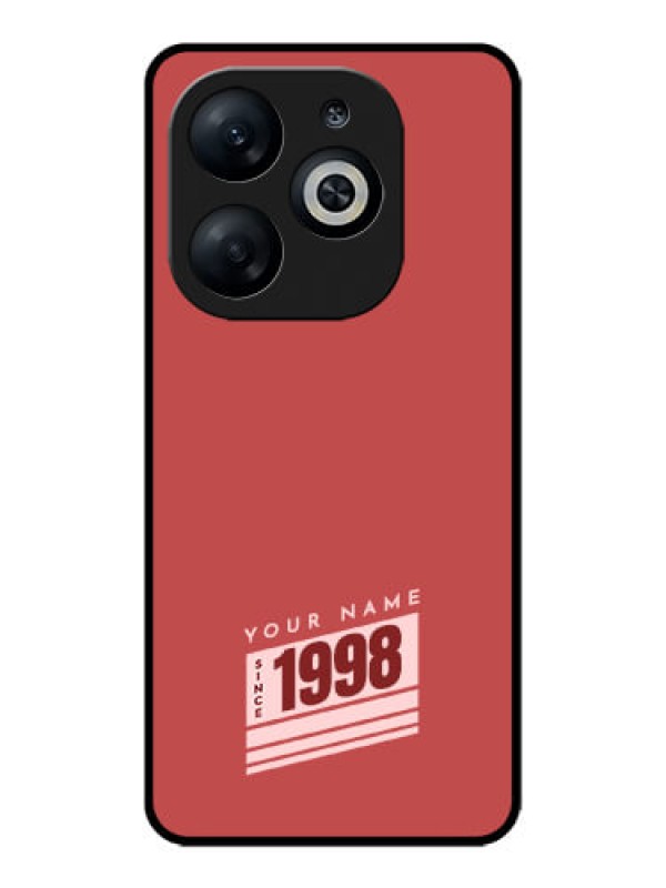 Custom Infinix Smart 8 Custom Glass Phone Case - Red Custom Year Of Birth Design