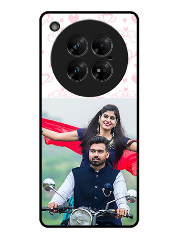 Custom Infinix Zero 40 5G Custom Glass Phone CasePink Flying Heart Design