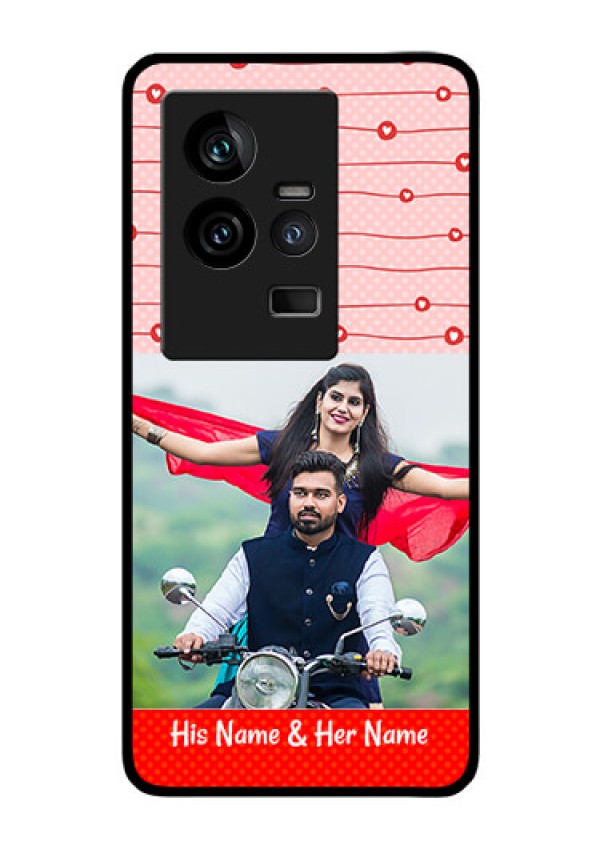 iQOO 11 5G Personalized Glass Phone Case - Red Pattern Case Design