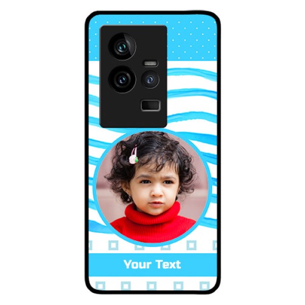 iQOO 11 5G Custom Glass Phone Case - Simple Blue Case Design