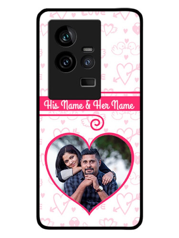Custom iQOO 11 5G Personalized Glass Phone Case - Heart Shape Love Design
