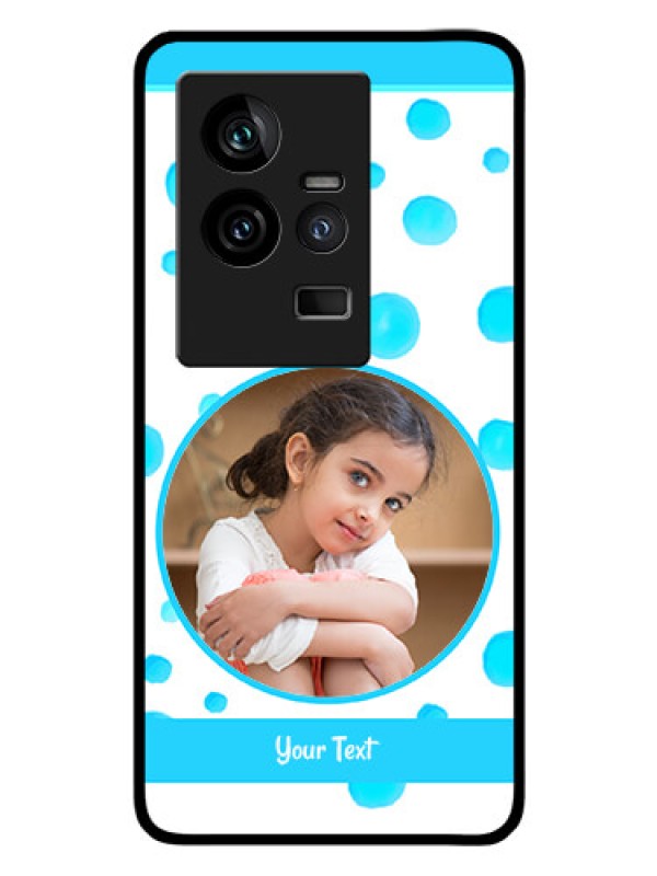 Custom iQOO 11 5G Photo Printing on Glass Case - Blue Bubbles Pattern Design