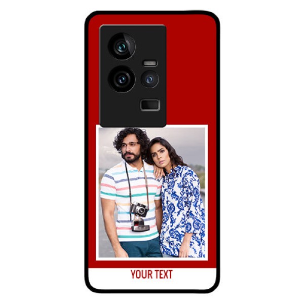 iQOO 11 5G Personalized Glass Phone Case - Simple Red Color Design