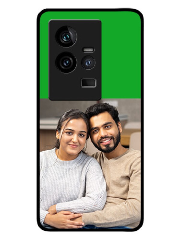 Custom iQOO 11 5G Personalized Glass Phone Case - Green Pattern Design