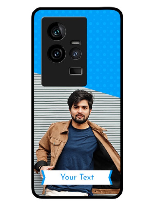 Custom iQOO 11 5G Photo Printing on Glass Case - Simple Blue Color Design