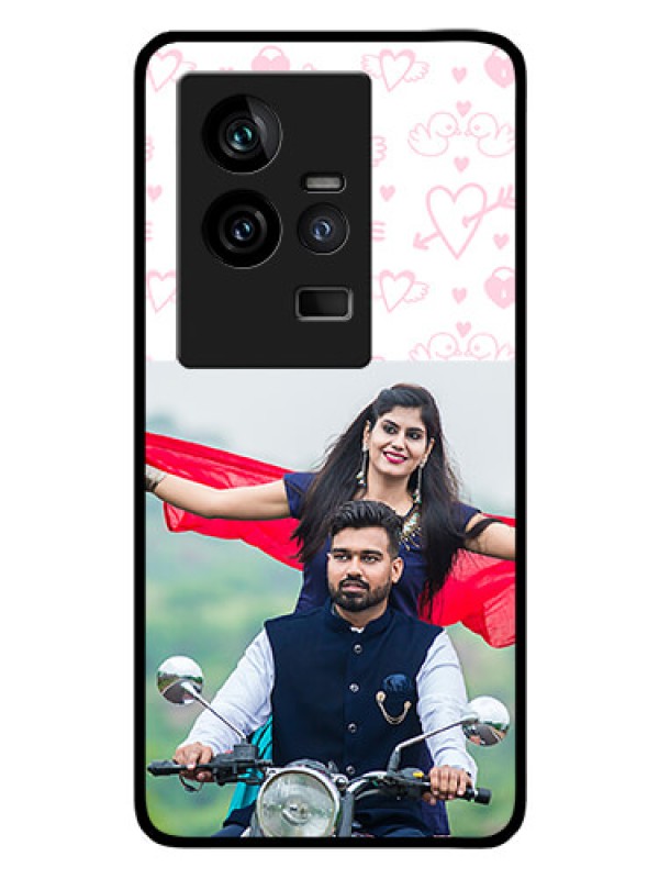 Custom iQOO 11 5G Custom Glass Mobile Case - Pink Flying Heart Design