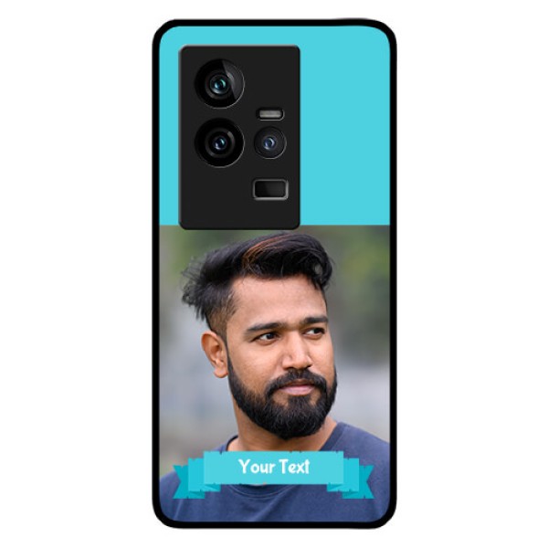iQOO 11 5G Personalized Glass Phone Case - Simple Blue Color Design