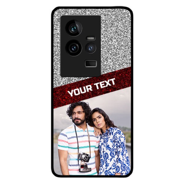iQOO 11 5G Personalized Glass Phone Case - Image Holder with Glitter Strip Design iQOO 11 5G Personalized Glass Phone Case - Image Holder with Glitter Strip Design