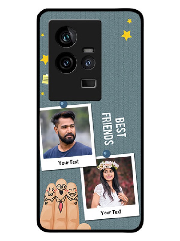 Custom iQOO 11 5G Personalized Glass Phone Case - Sticky Frames and Friendship Design