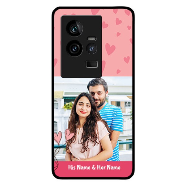 iQOO 11 5G Personalized Glass Phone Case - Love Design Peach Color