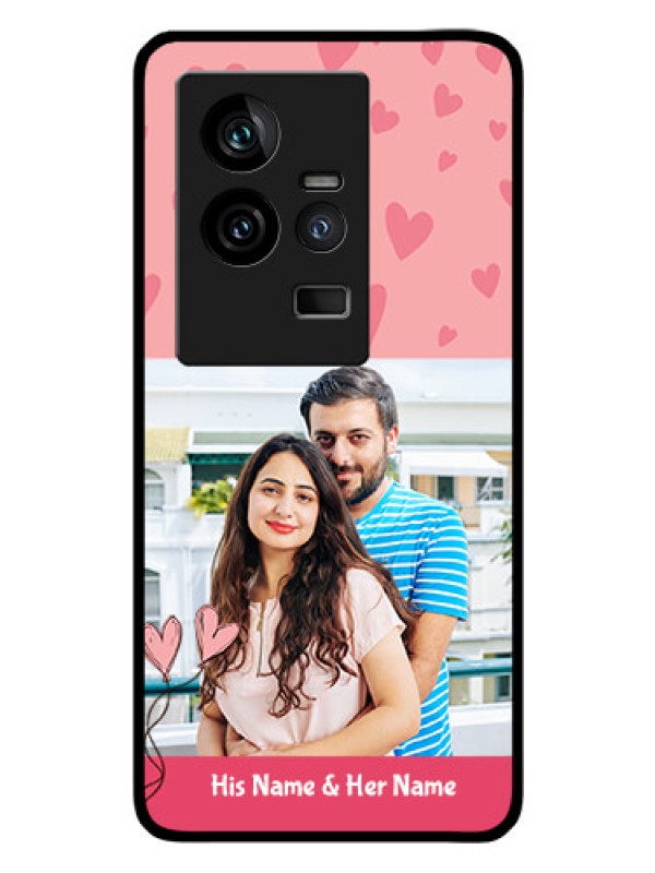 Custom iQOO 11 5G Personalized Glass Phone Case - Love Design Peach Color