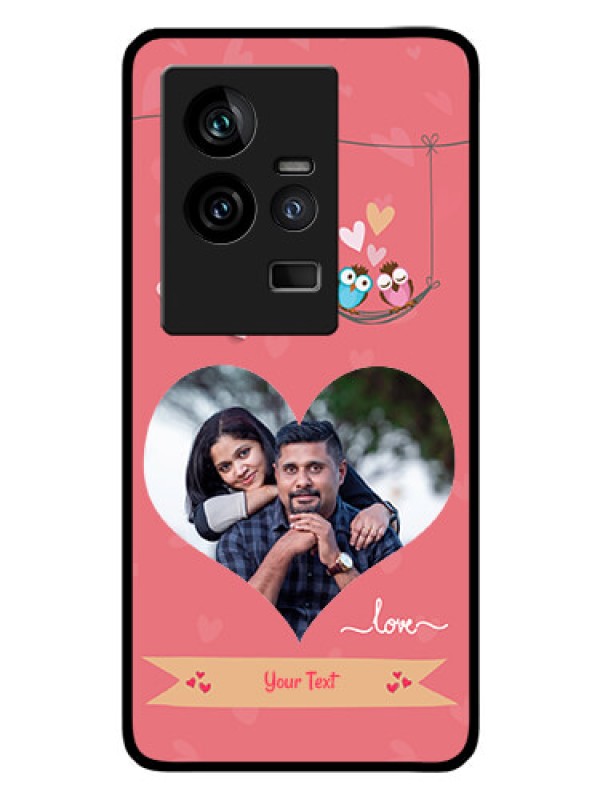 Custom iQOO 11 5G Personalized Glass Phone Case - Peach Color Love Design