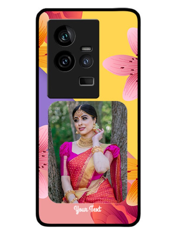 Custom iQOO 11 5G Custom Glass Mobile Case - 3 Image With Vintage Floral Design