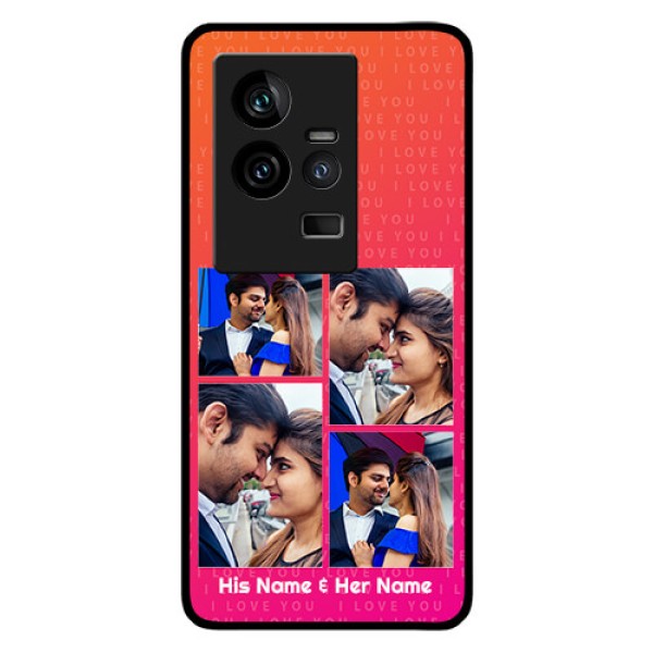 iQOO 11 5G Custom Glass Phone Case - I Love You Pink Design