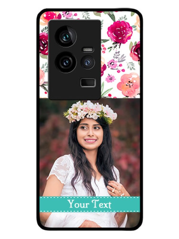 Custom iQOO 11 5G Custom Glass Phone Case - Watercolor Floral Design