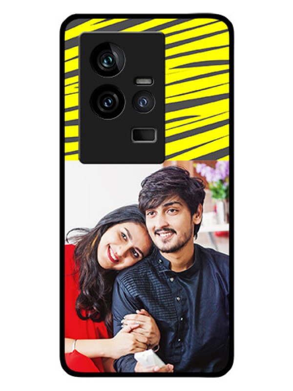 Custom iQOO 11 5G Photo Printing on Glass Case - Yellow Abstract Design