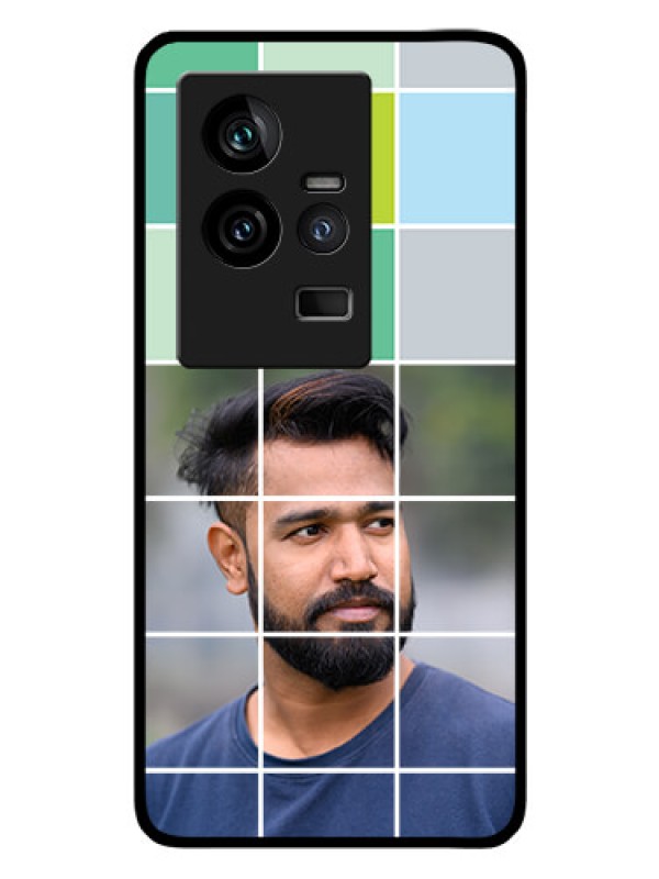 Custom iQOO 11 5G Photo Printing on Glass Case - with white box pattern