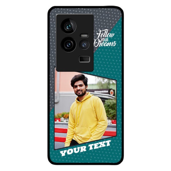 iQOO 11 5G Personalized Glass Phone Case - Background Pattern Design with Quote