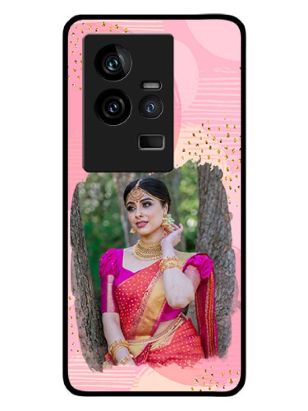 Custom iQOO 11 5G Personalized Glass Phone Case - Gold Glitter Splash Design