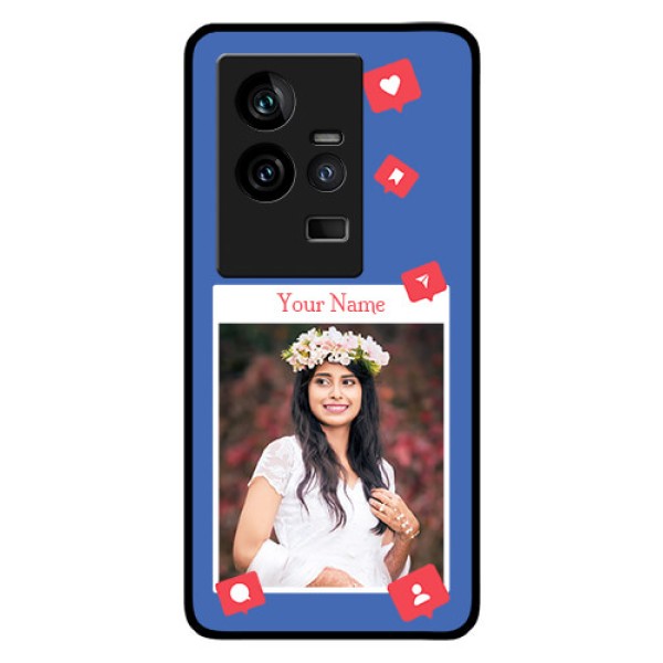 iQOO 11 5G Custom Glass Phone Case - Like Share And Comment Design