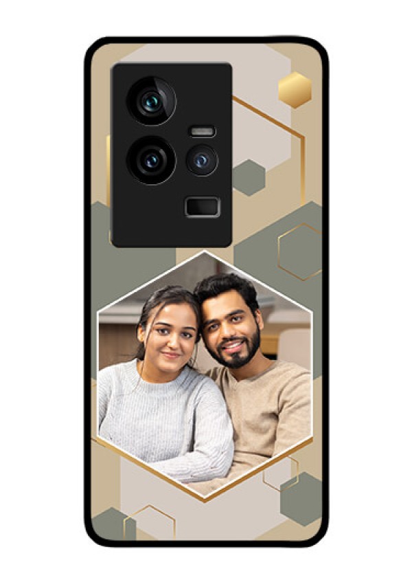 iQOO 11 5G Photo Printing on Glass Case - Stylish Hexagon Pattern Design