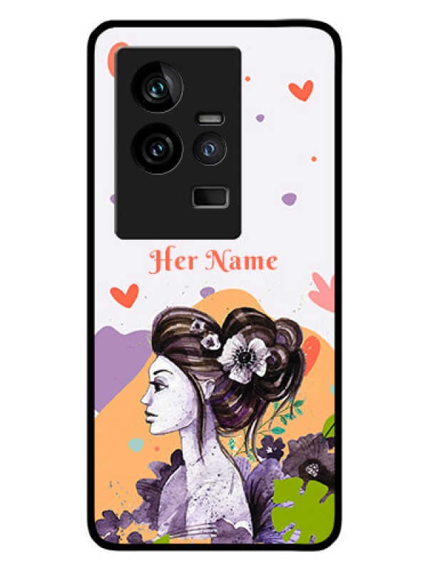 Custom iQOO 11 5G Personalized Glass Phone Case - Woman And Nature Design