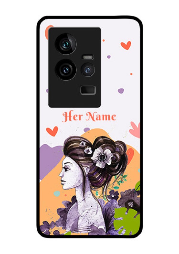 iQOO 11 5G Personalized Glass Phone Case - Woman And Nature Design