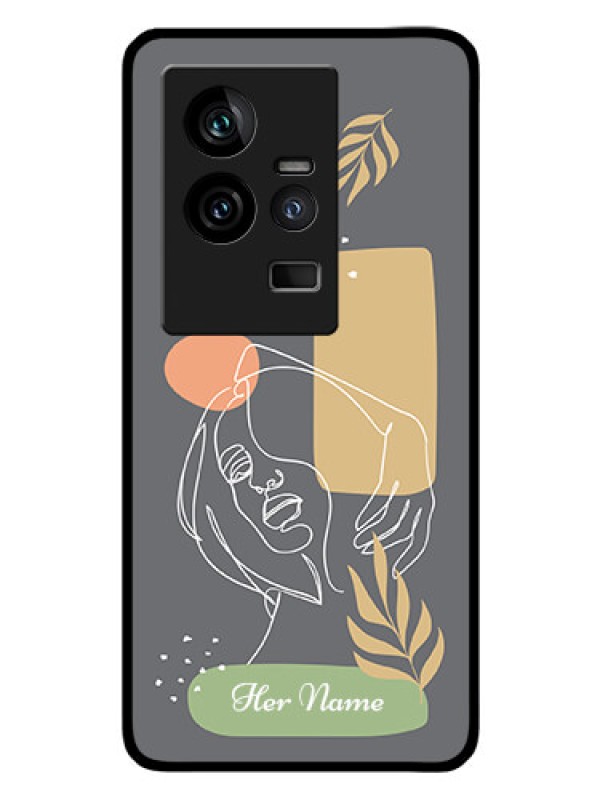 Custom iQOO 11 5G Custom Glass Phone Case - Gazing Woman line art Design