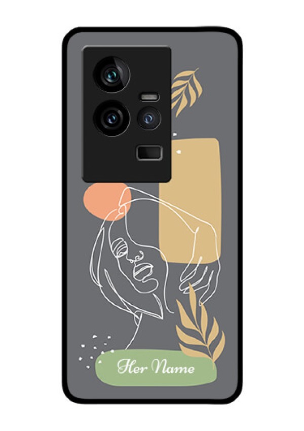 iQOO 11 5G Custom Glass Phone Case - Gazing Woman line art Design