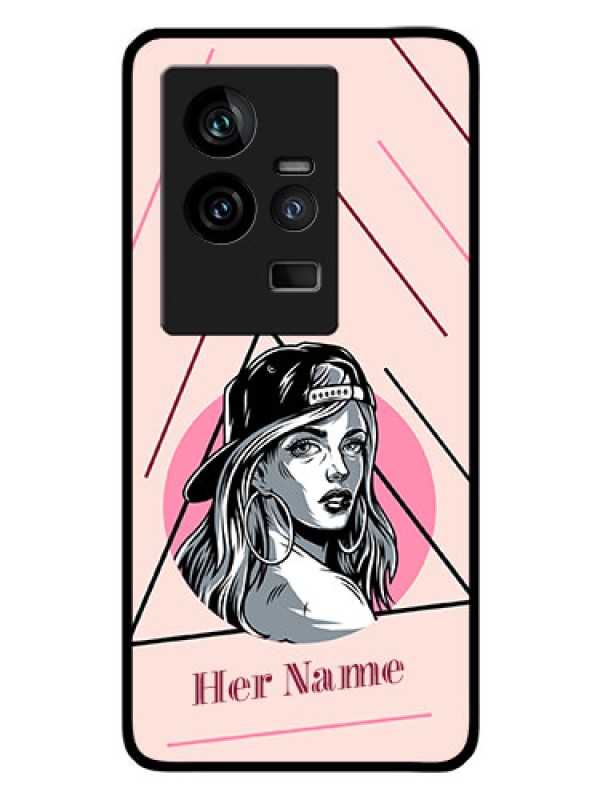 Custom iQOO 11 5G Personalized Glass Phone Case - Rockstar Girl Design