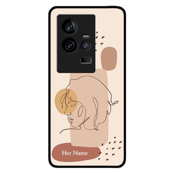 iQOO 11 5G Photo Printing on Glass Case - Calm Woman line art Design iQOO 11 5G Photo Printing on Glass Case - Calm Woman line art Design