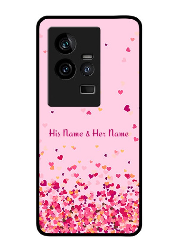 iQOO 11 5G Photo Printing on Glass Case - Floating Hearts Design