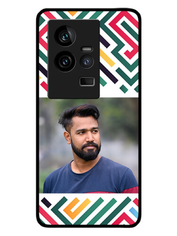 Custom iQOO 11 5G Personalized Glass Phone Case - Colorful Maze Pattern Design