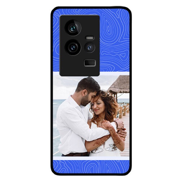 iQOO 11 5G Custom Glass Mobile Case - Curved line art with blue and white Design iQOO 11 5G Custom Glass Mobile Case - Curved line art with blue and white Design