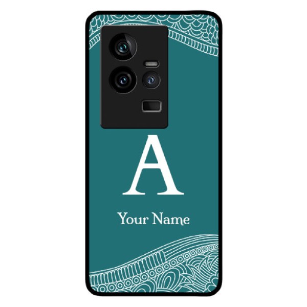iQOO 11 5G Personalized Glass Phone Case - line art pattern with custom name Design iQOO 11 5G Personalized Glass Phone Case - line art pattern with custom name Design