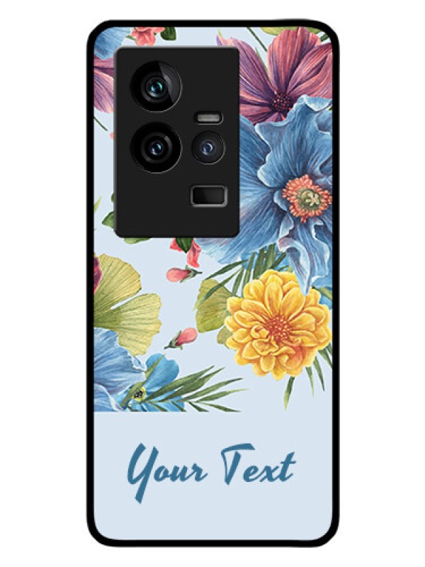 Custom iQOO 11 5G Custom Glass Mobile Case - Stunning Watercolored Flowers Painting Design