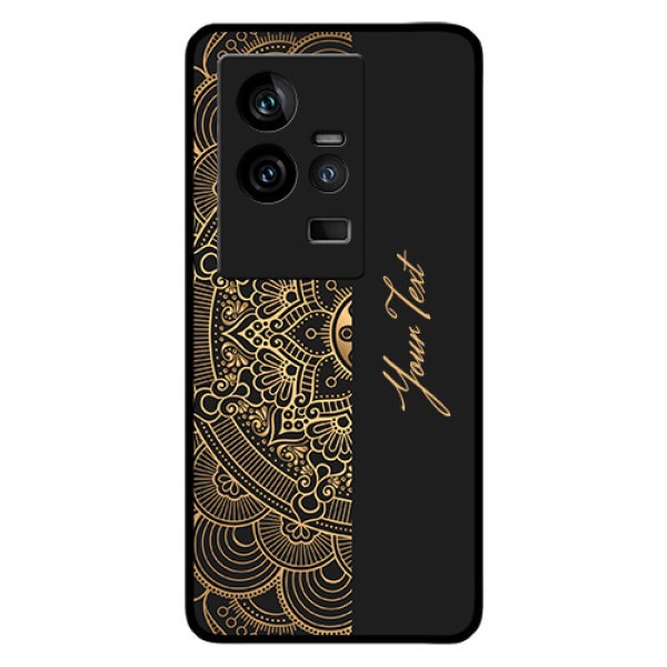 iQOO 11 5G Photo Printing on Glass Case - Mandala art with custom text Design