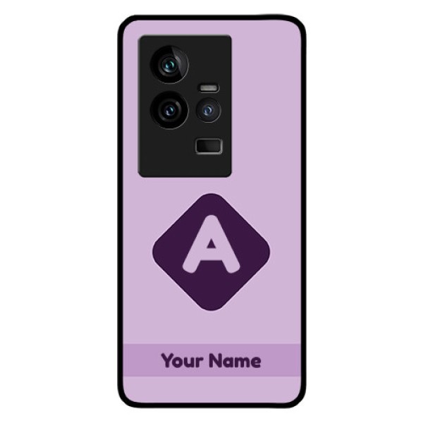 iQOO 11 5G Custom Glass Mobile Case - Custom Letter in curved badge Design iQOO 11 5G Custom Glass Mobile Case - Custom Letter in curved badge Design
