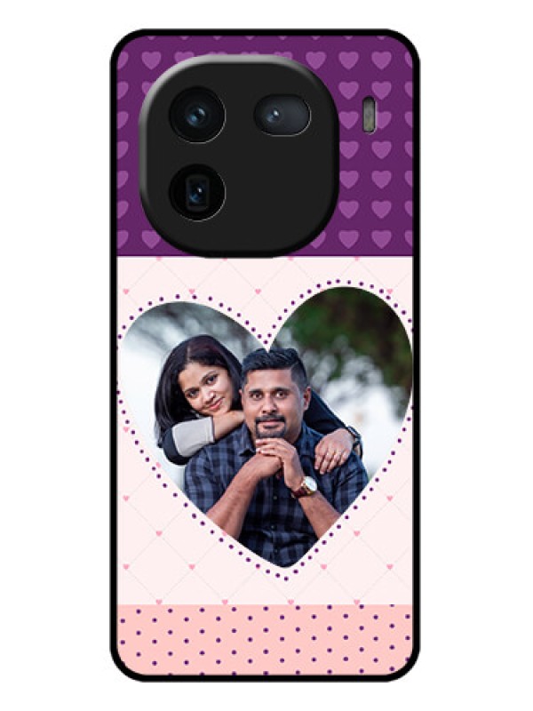 Custom iQOO 12 5G Custom Glass Phone Case - Violet Love Dots Design