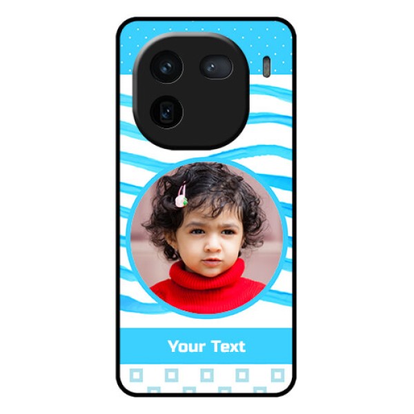 iQOO 12 5G Custom Glass Phone Case - Simple Blue Case Design