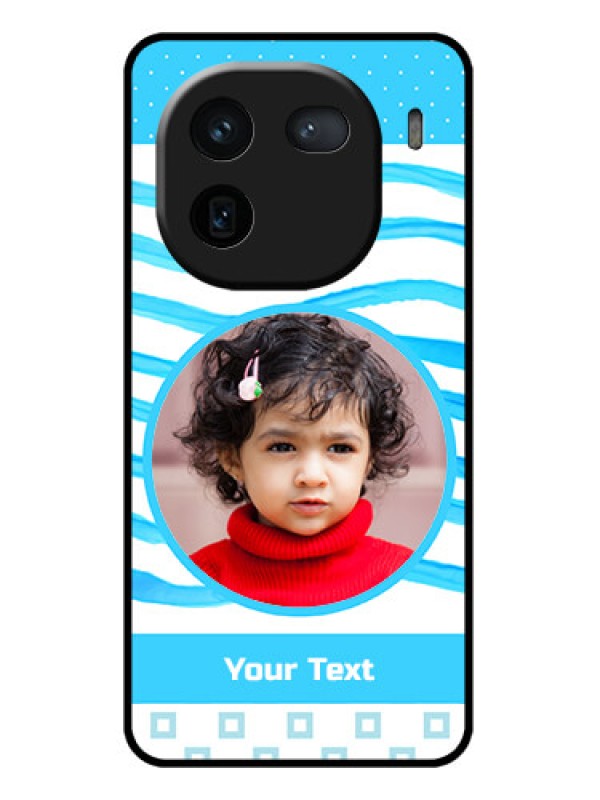 Custom iQOO 12 5G Custom Glass Phone Case - Simple Blue Case Design