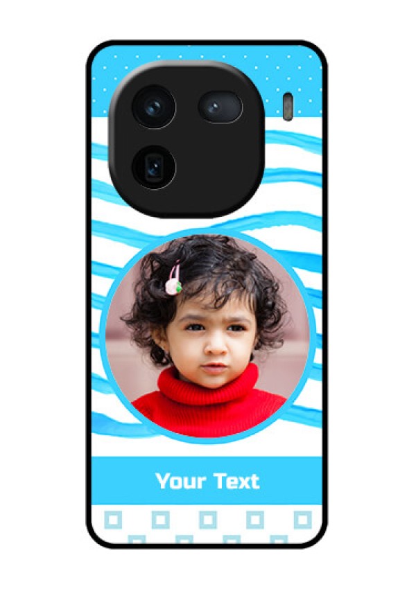 iQOO 12 5G Custom Glass Phone Case - Simple Blue Case Design